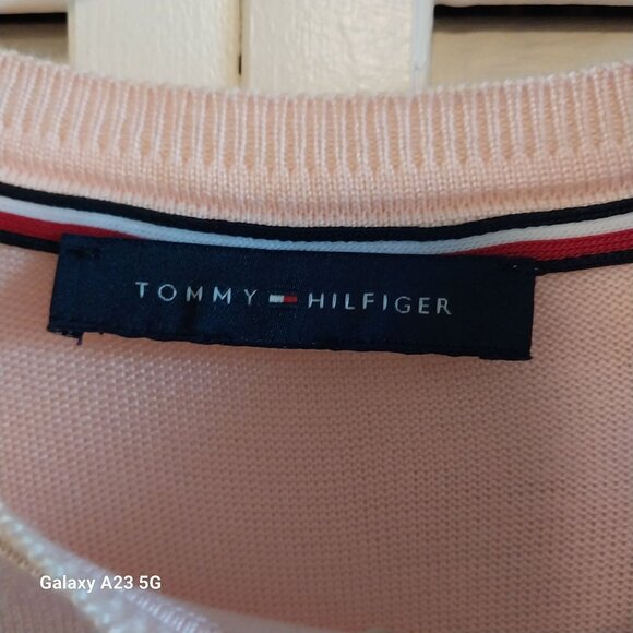 Tommy Hilfiger Womens Pink Sweater Dog Design Cotton Blend Size M Cozy Resort - Picture 2 of 7